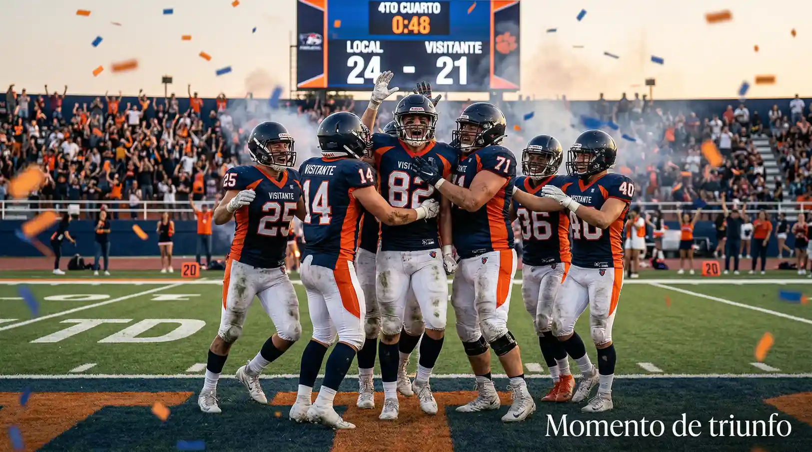 Jugadores de fútbol americano NFL en formación antes de una jugada durante un partido profesional